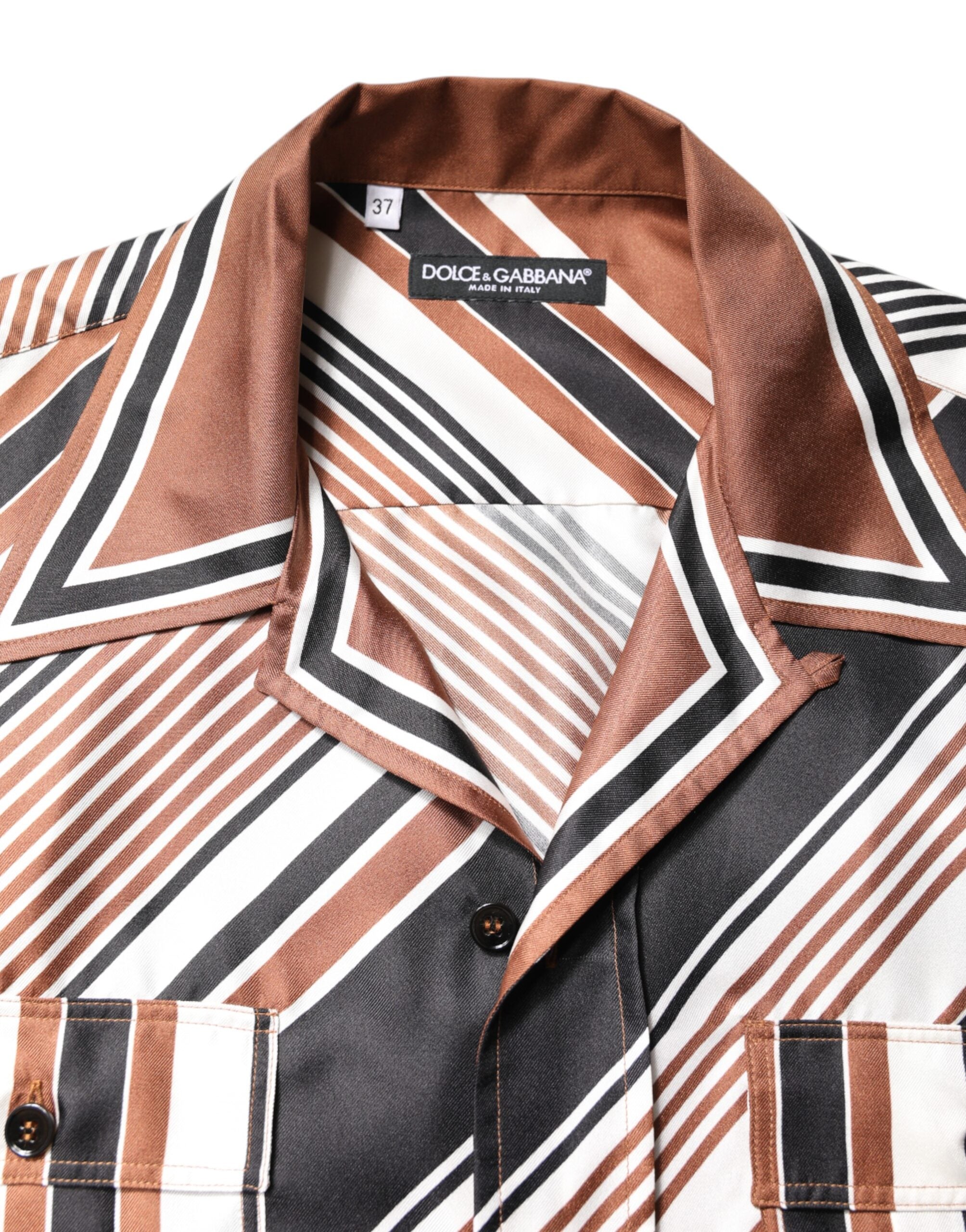 Dolce & Gabbana multicolored striped silk shirt with short sleeves